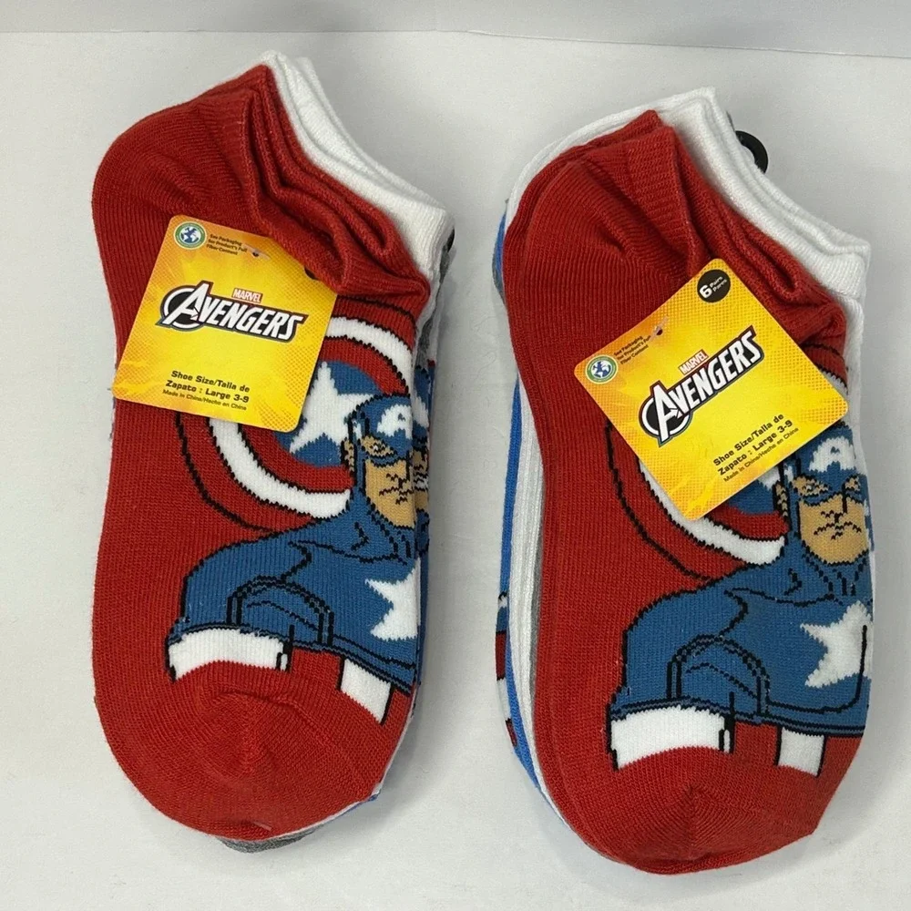 Marvel Avengers Captain America Kids Ankle Socks‎ 12 Pairs Shoe Size 3-9 New